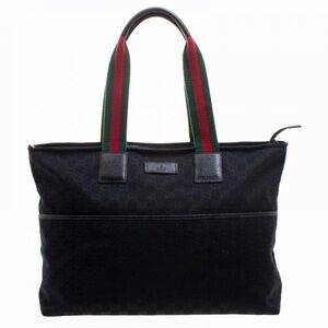 Gucci Black GG Canvas Web Large Tote